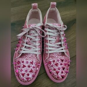 Fiesso Glitter Pink Spikes Low Cut Sneaker